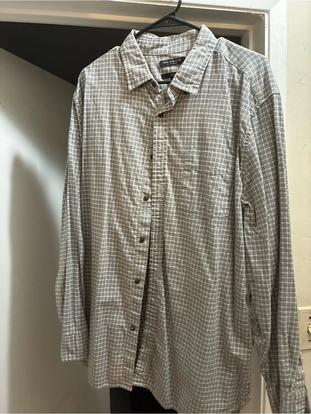 Banana Republic Gray Windowpane Button-Down Shirt
